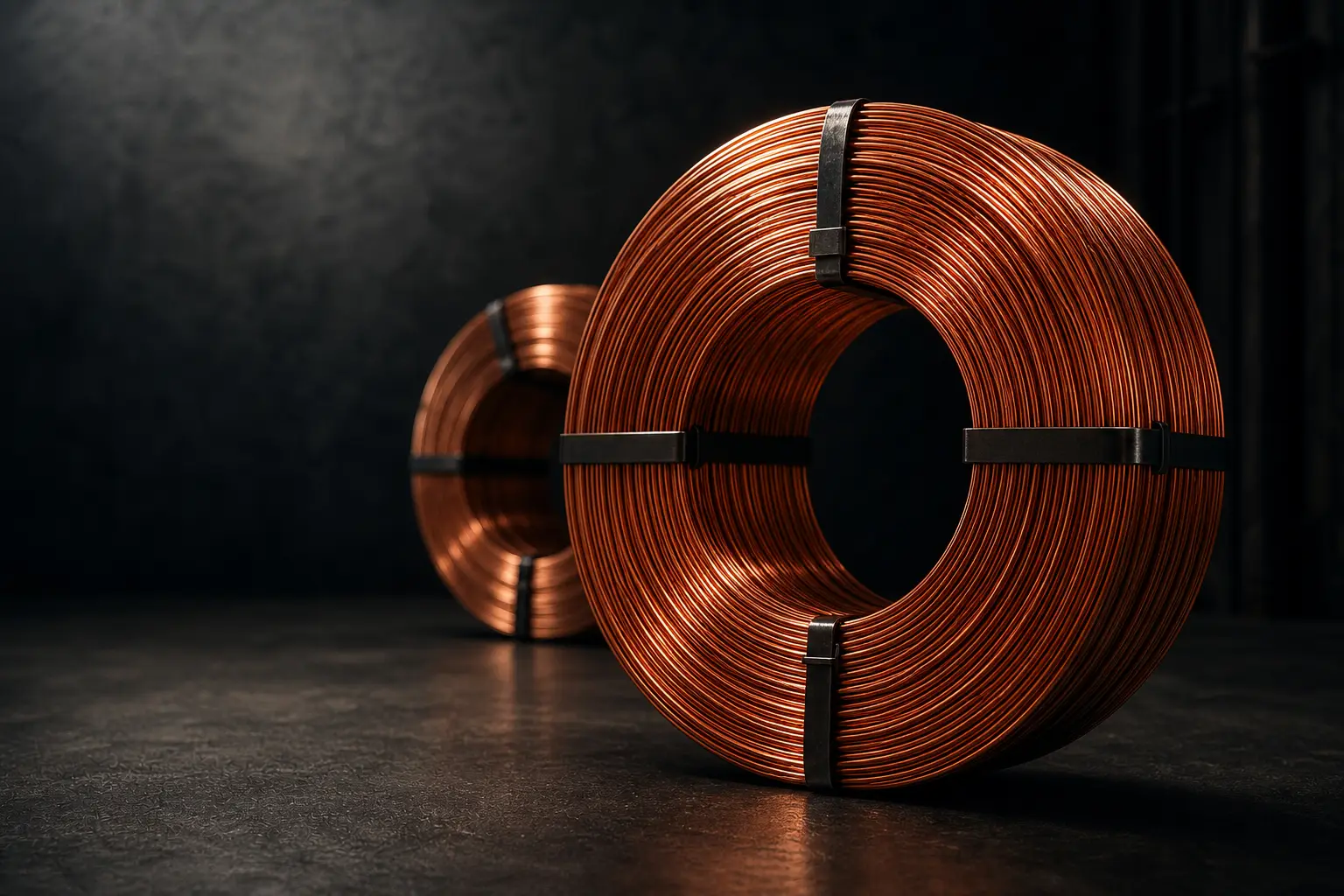 Coil di filo di rame in ambiente industriale